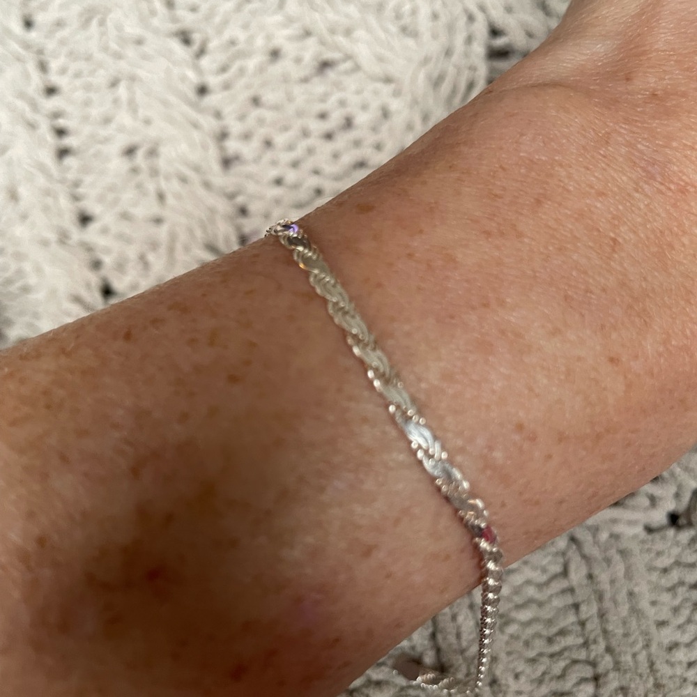 Sterling Silver Rope Link Bracelet - Silver